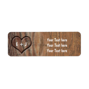 Wooden Tree Carved Heart Rustic Address Labels