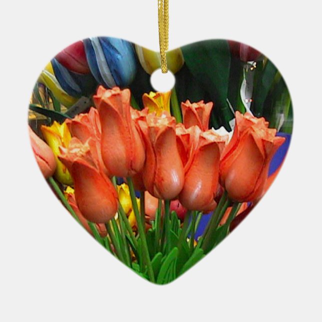 Wooden tulips from Amsterdam Ceramic Ornament (Front)