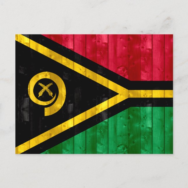 Wooden Vanuatan Flag Postcard (Front)