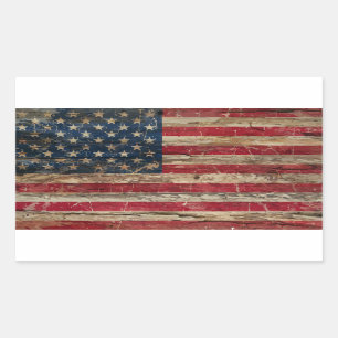 Wooden Vintage American Flag Sticker