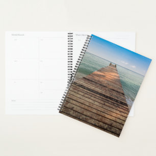 Wooden Walk Path and Sea in Summer Planner