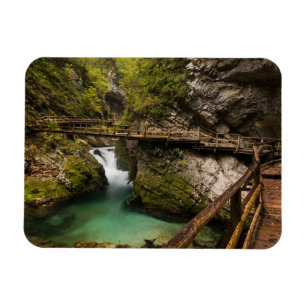 Wooden walkway through Vintgar Gorge canyon Magnet