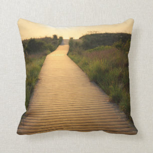 Wooden Walkway to Beach Throw Pillow