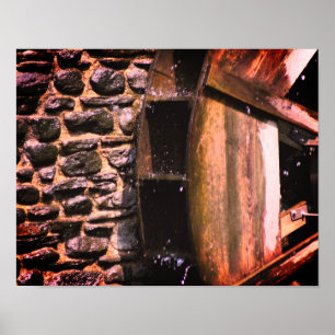 Wooden Water Wheel Nature Photography  Poster