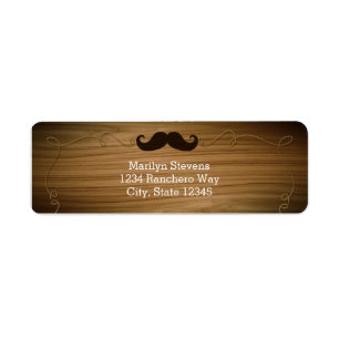 Wooden Western Rope Moustache Party Address Labels