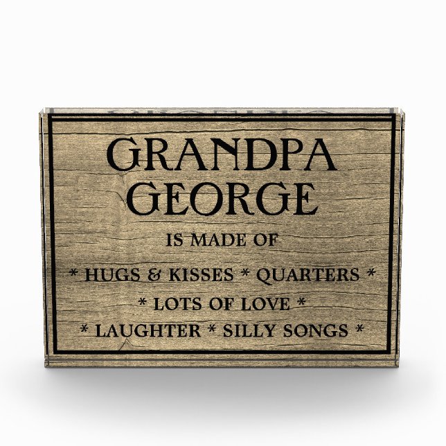 Wooden "What Grandpa is Made Of"  Photo Block (Front)