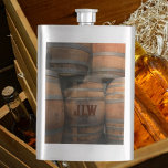 Wooden Whiskey Barrel Kegs Monogrammed Hip Flask<br><div class="desc">Embrace rugged charm with this Wooden Barrel Kegs Photographic Flask, featuring an aged barrel design that perfectly captures a rustic, liquor-inspired vibe. Personalize it with a monogram or initials for a truly unique gift, ideal for the gentlemen in your life—whether it's your groomsman, brother, father, husband, or partner. Perfect for...</div>