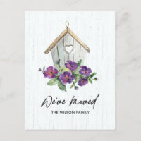 WOODEN WHITE FLORAL BIRD HOUSE MOVING NEW ADDRESS