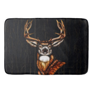 Wooden Wood Deer Rustic Country Personalized Bath Mat
