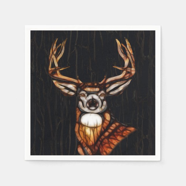 Wooden Wood Deer Rustic Country Personalized Party Napkin (Front)