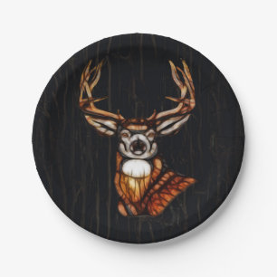 Wooden Wood Deer Rustic Country Personalized Party Paper Plate