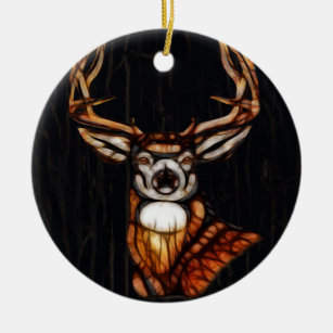 Wooden Wood Deer Rustic Country Unique Farmhouse Ceramic Ornament