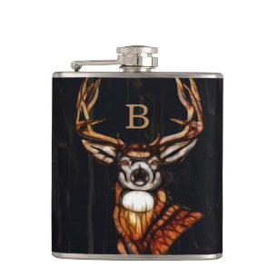 Wooden Wood Deer Rustic Country Unique Monogram Hip Flask