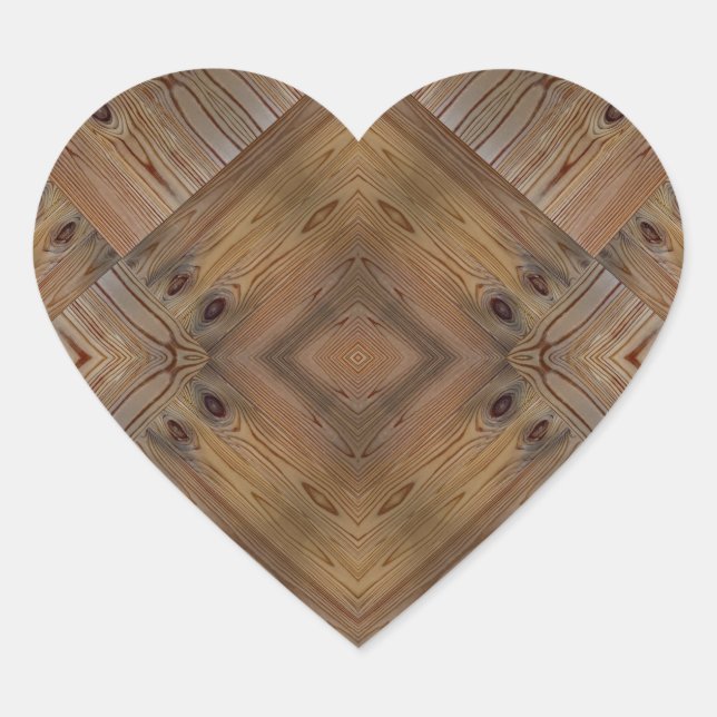 Wooden wood texture natural background brown tree heart sticker (Front)