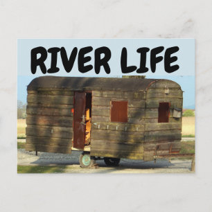 Wooden WOOD Trailer RIVER LIFE FUNNY Postcards
