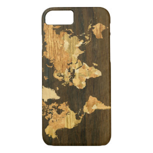 Wooden World Map Case-Mate iPhone Case
