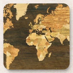 Wooden World Map Coaster