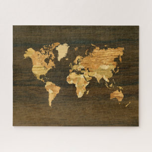 Wooden World Map Jigsaw Puzzle