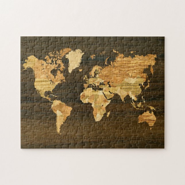 Wooden World Map Jigsaw Puzzle (Horizontal)
