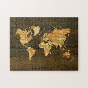 Wooden World Map Jigsaw Puzzle