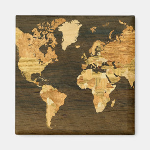 Wooden World Map Magnet