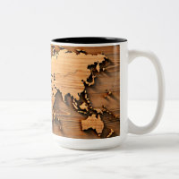 Wooden World Map Mug