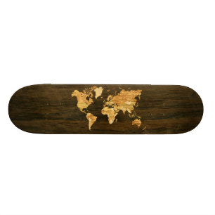 Wooden World Map Skateboard