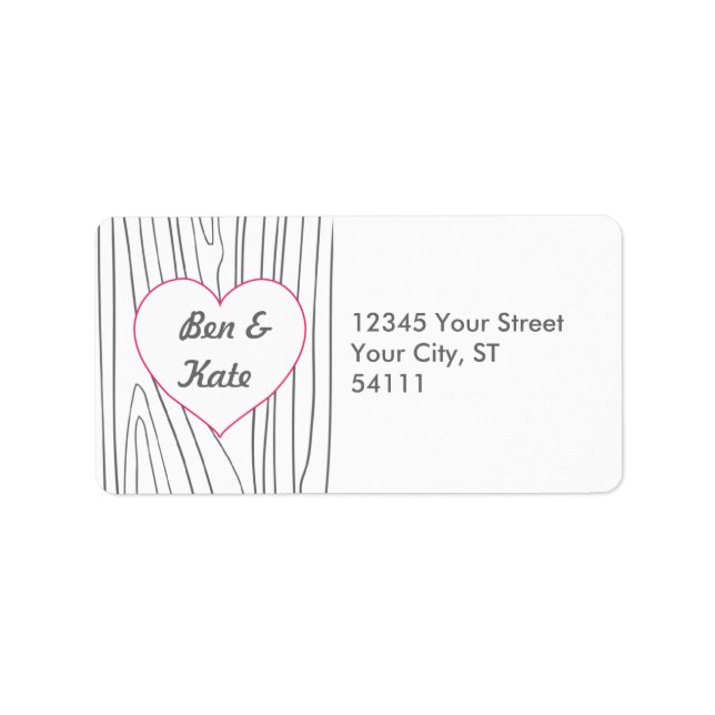 Woodgrain Address Labels - Pink and Grey (Front)