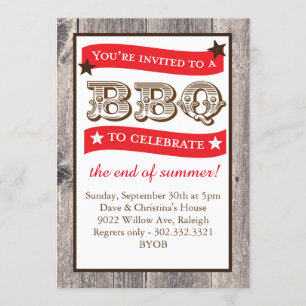 Woodgrain Backyard BBQ Invitation