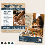 Woodgrain Carpenter Handyman Rustic Blue Flyer<br><div class="desc">Attract more customers to your business with this stylish marketing flyer. A perfect choice if you're looking for a rustic, natural or handcrafted vibe. Featuring a woodgrain texture and rustic bold lettering, with five photos to showcase your work. Personalize the template with your name, headline, description, list of services, a...</div>