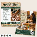 Woodgrain Carpenter Handyman Rustic Green Flyer<br><div class="desc">Attract more customers to your business with this stylish marketing flyer. A perfect choice if you're looking for a rustic, natural or handcrafted vibe. Featuring a woodgrain texture and rustic bold lettering, with five photos to showcase your work. Personalize the template with your name, headline, description, list of services, a...</div>