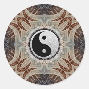 Woodgrain Geometric Art Yin Yang Sticker