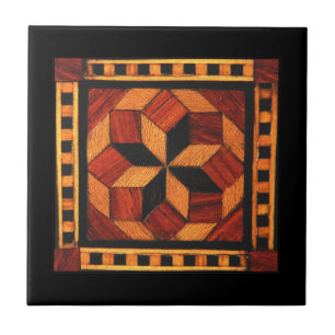 Woodgrain Inlay Pattern Ceramic Tile