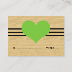Woodgrain Mod Heart Place Card, Green Card