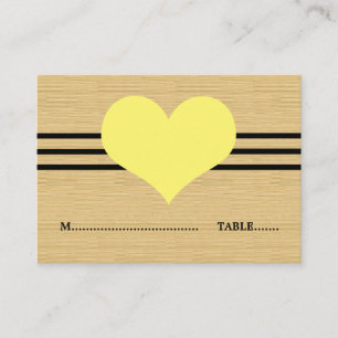 Woodgrain Mod Heart Place Card, Yellow Card