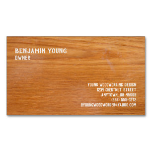 Woodgrain Oak Style Seven Line Custom Magnetic Business Card