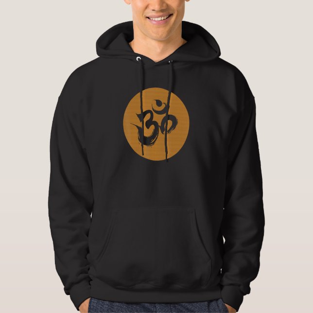 Woodgrain Om Hindu Symbol Hoodie (Front)