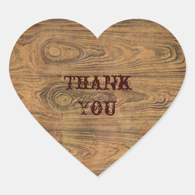 Woodgrain Rustic Country cowboyWedding Heart Sticker (Front)