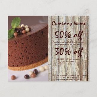 woodgrain rustic dessert chocolate cake bakery flyer