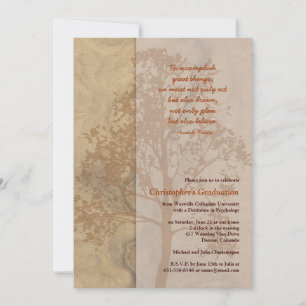 Woodgrain Tree Shadow Brown Graduation Invitation