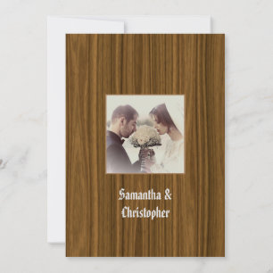 Woodgrain wedding photo invitation