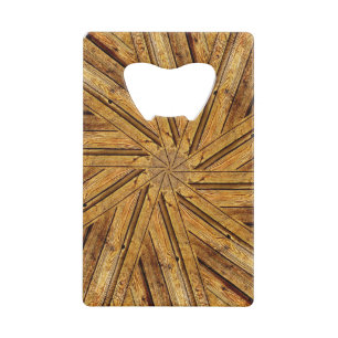 Woodgrain with Monogram Credit Card Bottle Opener