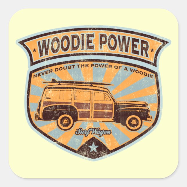 Woodie Wagon Square Sticker (Front)