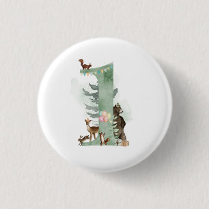 Woodland 1st Birthday badge 1 Inch Round Button