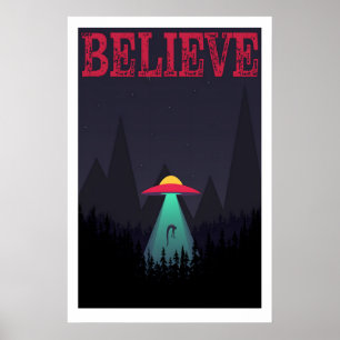 Woodland Abduction Art Print UFO Sci-Fi Poster