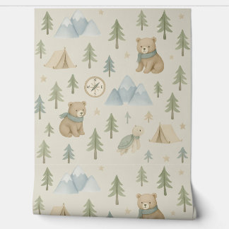 Woodland Adventure boy Nursery Wallpaper Bears
