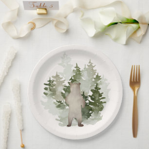Woodland Adventure Gender Neutral Baby Shower Paper Plate