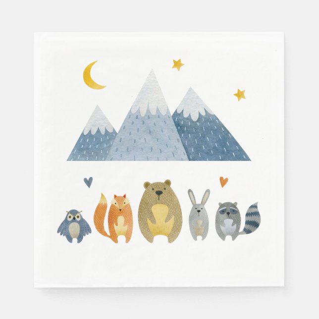 Woodland Adventure Night Sky Party Napkins (Front)