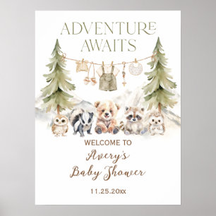 Woodland Adventure Oh Boy Baby Shower Poster
