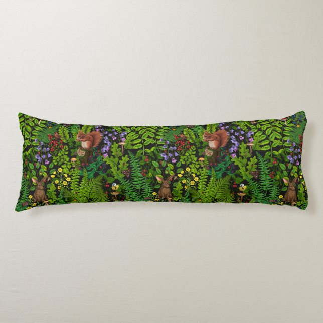Woodland amimals and plants body pillow (Front)